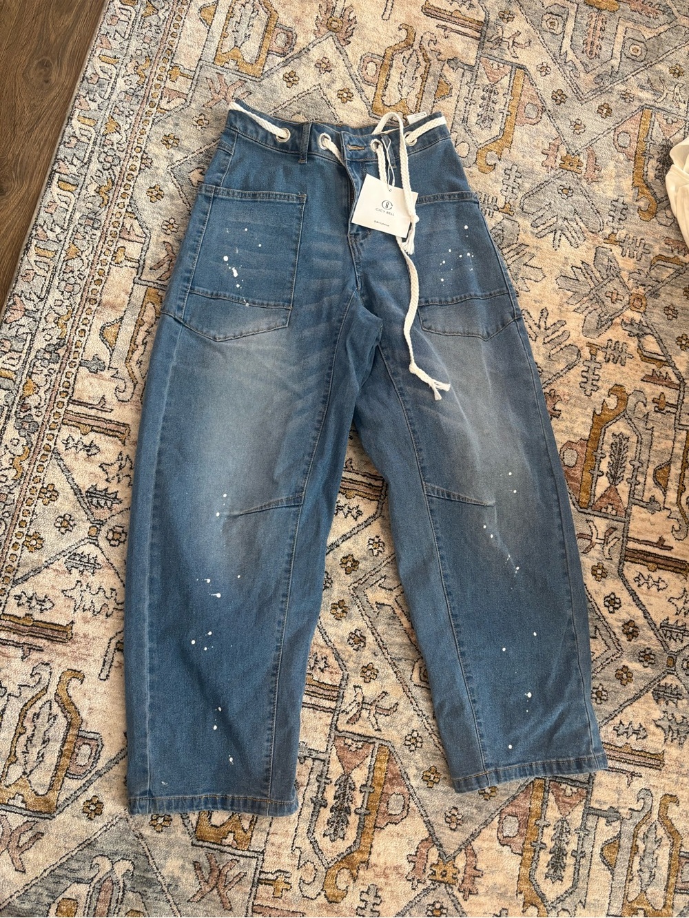Cicy Bell Womens Vintage Boyfriend Baggy Wide Leg Barrel Mid Rise Denim XS New